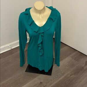 Matilda Jane Forever Friends Britta Top Teal Ruffle size Medium